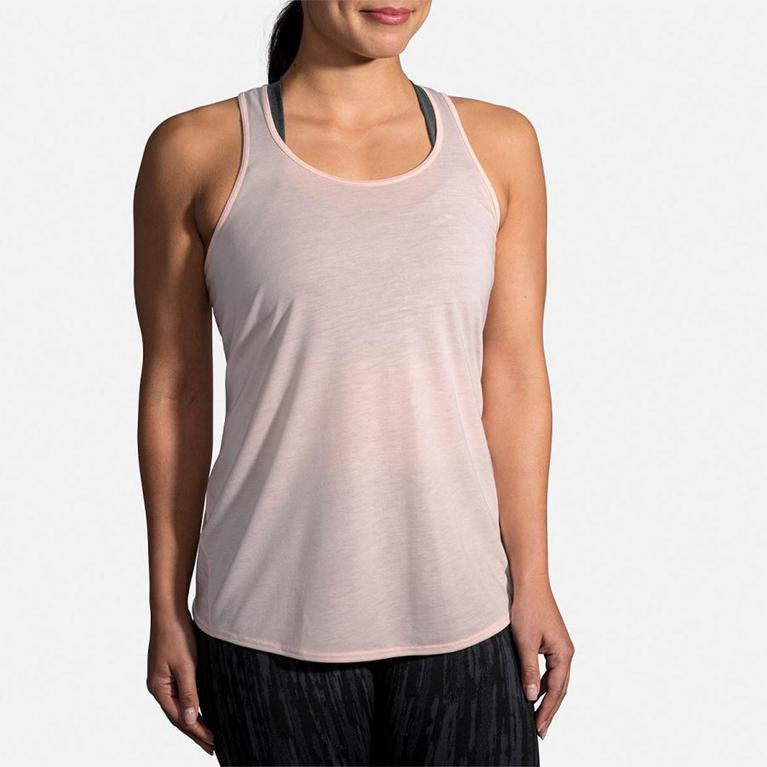 Brooks DISTANCE Running Tank Top Womens Outlet - Pink (RGX723890)